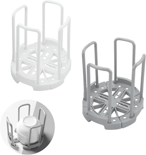 Zoyiancy 2PCS Bowl Rack, Adjustable Plate Storage Rack | Dinner Plates Organizer, Stretchable to Hold Tableware, Hollow Draining Design, Fits Kitchen Countertop Cabinet Shelf