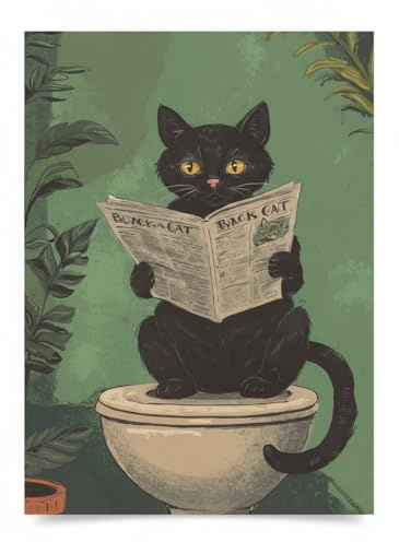 Close Up The Art Concept Kunstdruck Schwarze Katze Retro Bad Humor Vintage Poster, verschiedene Formate wählbar, 60 cm x 80 cm, ungerahmt