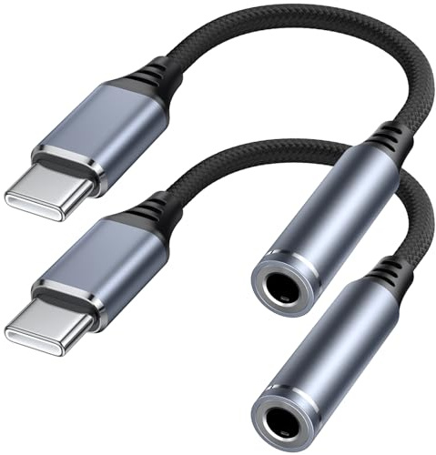 [2 Pack] USB C to 3.5mm Headphone Adapter Jack Audio Adapter Cable Cord for iPhone 16/15 Pro/Max/Plus Samsung Fold/Flip 6 5 S25 S24 FE Plus Ultra Google Pixel 9/8 Pro, for iPad 10th Pro Mini 6 Air