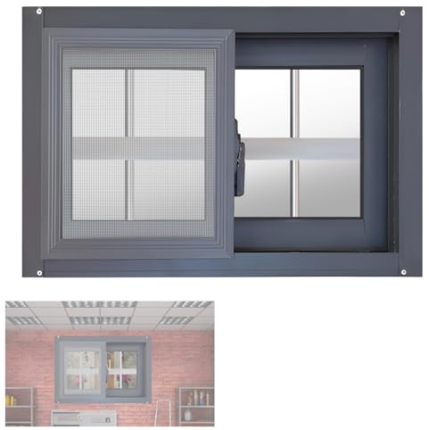 Ventana para Cobertizo 40x50cm 50x60cm 60x80cm 80x100cm 120x80cm Ventana Corrediza de Aluminio para Gallinero, Baño, Cocina y Hogar(40X50CM/15.7X19.6IN)