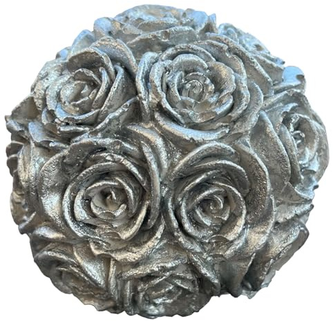 ZGM Beton Rosenkugel mit silberner Patina - eine ganz besondere Dekoration