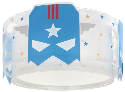 Dalber Kinder Deckenlampe Blue Hero Superheld 61816M | Deckenleuchte; Kinderzimmer; Jungenzimmerlampe; E27 - 2 x 15W