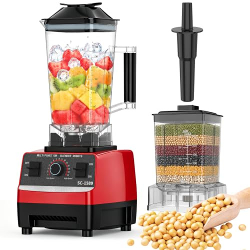 2 in 1 Professional Blender, 2000W Kitchen Blenders, 2L capacity, Stainless Steel Blade for Smoothies, Ice Crushing & Food Processing, for Crush Ice, Smoothies (A)