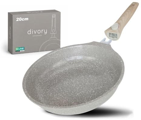 DIVORY Keramikpfanne 20cm – Pfanne abnehmbarem Griff mit Keramikbeschichtung Induktion, PFAS & PTFE frei, kleine Bratpfanne Keramik, Mini-Pfanne beschichtet - frying ceramic pan (Natura, 20 cm)
