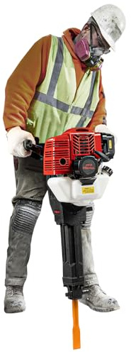 Yikmid 2-Takt Benzin Abbruchhammer 52cc, 1900W Stemmhammer mit 2 Meißeln (Spitz- & Flachmeißel), Handzugstart, Betonabbruchhammer für Wanddurchbrüche & Sanierung – tragbar, luftgekühlt