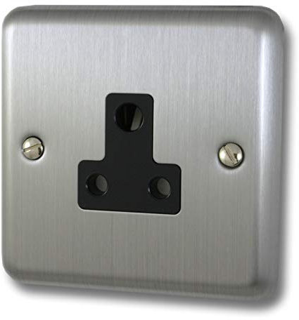 Varilight 1 Gang (Single), 5 Amp Round Pin Socket, Classic Brushed Steel (Also Known as Classic Matt Chrome) XSRP5AB