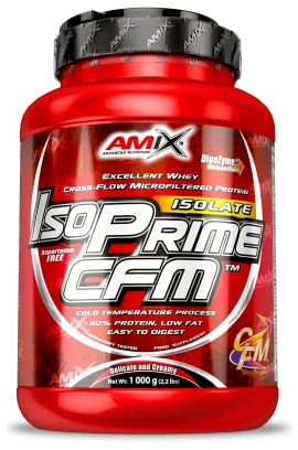 AMIX - Proteína Isolada Isoprime CFM, 1 Kg - Gran Aporte de Aminoácidos - Contiene Enzimas Digestivas - Libre de Aspartamo, Proteínas para Aumentar Masa Muscular, Sabor Chocolate