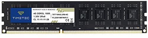 Timetec 4 Go DDR3L/DDR3 1600MHz PC3L-12800/PC3-12800 Non-ECC sans Tampon 1.35V/1.5V CL11 2Rx8 Double Rang 240 Broches UDIMM Ordinateur de Bureau mémoire RAM Module Mise à Niveau