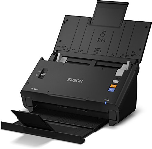 Epson WorkForce DS-520 DIN A4 Dokumentenscanner (600 DPI, USB 2.0, Beidseitiges Scannen in einem Durchgang) schwarz
