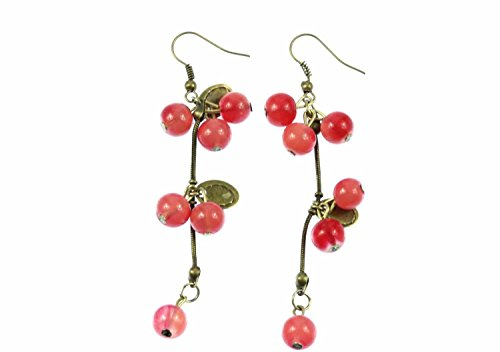 Miniblings Johannisbeeren Beeren Ohrringe Traube mit Blättern Beere Miniblings rot Bronze