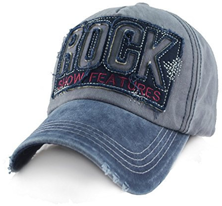 Baseballcap Rock College Cap Snapback Vintage Used Look Kappe Basecap (blau)