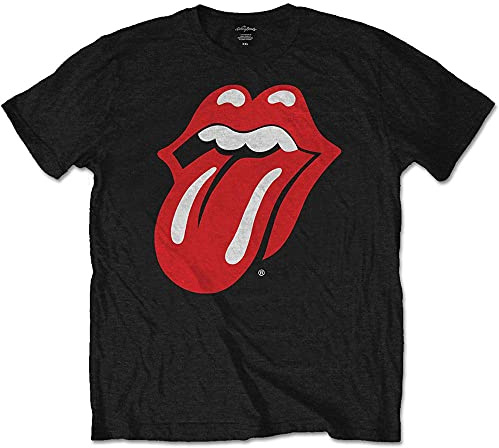 Rolling Stones Men's Classic Tongue T Shirt, Black, XL UK