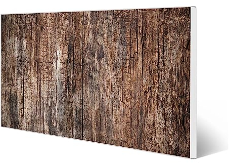 banjado Magnettafel weiß 78 x 37cm / Magnetwand Metall/Magnetpinnwand als Memoboard/Pinnwand Magnettafel Küche, Büro, Kinderzimmer inkl. 4 Magnete & Montageset - Motiv Altes Holz