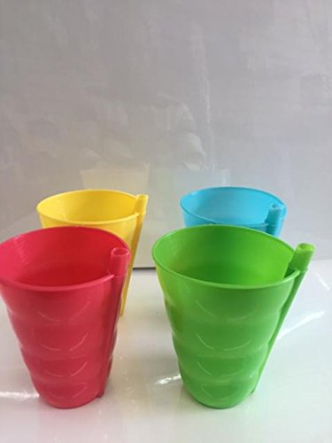Sip a Cup Children Plastic Glass Built in Straw 4 Assorted Colors Pack of 4