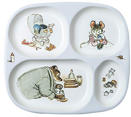 PETIT JOUR PARIS - Plateau à 4 Compartiments Ernest et Célestine -Ernest et Célestine- Pour Enfant 6Mois+ - Mélamine - Sans BPA - Lavable Au Lave-Vaisselle - 24 cm x 21 cm