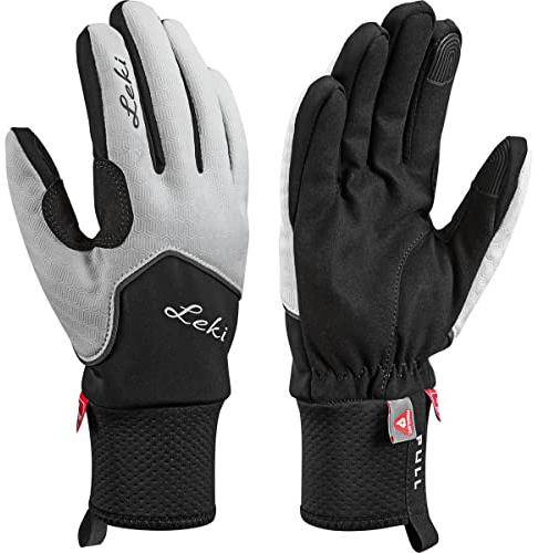 LEKI W Nordic Thermo Lady Grau-Schwarz-Weiß - Primaloft wasserdichte atmungsaktive Primaloft Damen Handschuhe, Größe 6