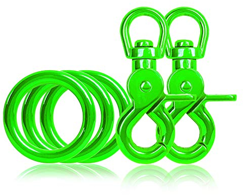 3 x O-Ring aus Stahl und 2 x Scheren-Karabiner Haken mit Dreh-Gelenk/Dreh-Kopf im Set, DIY Hunde-Leine/Hunde-Halsband, nichtrostend, Ideal mit Paracord 550, Farbe: Grün