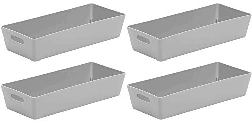 Wham Plastic Rectangular Studio Basket 2.01, 1L {Grey, 4 Baskets}