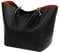 Coolives Damen 2 in 1 Shopper Schultertasche aus PU-Leder Vintage Taschen Hobo Handtasche Elegant Henkeltasche Eimer Tasche für Dame Schwarz EINWEG
