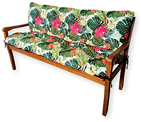 4L Textil Gartenbankauflage Hollywoodschaukel Auflage Bankauflage Outdoor Sitzkissen Bank Gartenbank Auflage Bankkissen Sitzauflage Bank Sitzpolster Bank (120x50x50 cm, Blumen Grün)