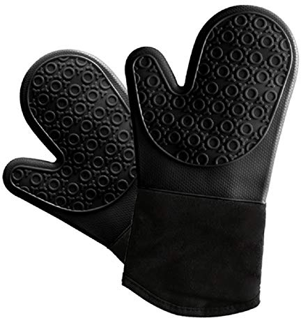 BIGTO Gant de cuisine avec coque en silicone résistant à la chaleur jusqu'à 500°C - Manique étanche pour barbecue, grill, four, four micro-ondes - 33 x 19,1 cm