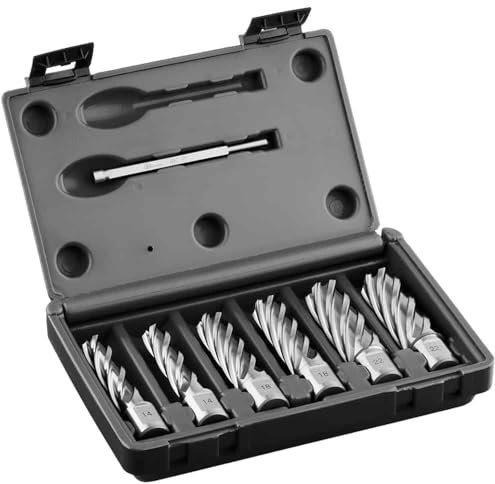 Euroboor HCL.KIT HSS Kernbohrer Set, 6-teilig, 55 mm Schnitttiefe, Hochpräzise Weldon-Schäfte, Inkl. Zentrierstift