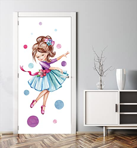 MyMaxxi - Tür bekleben mit Türtapete Türposter Türfolie Selbstklebend 90x200 Prinzessin Seifenblasen - Tür verschönern mit Türfolie - Türaufkleber Mädchen und Junge