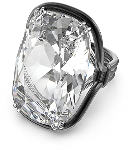 Swarovski Harmonia Ring, Übergroßer Kristall, Weiss, Metallmix