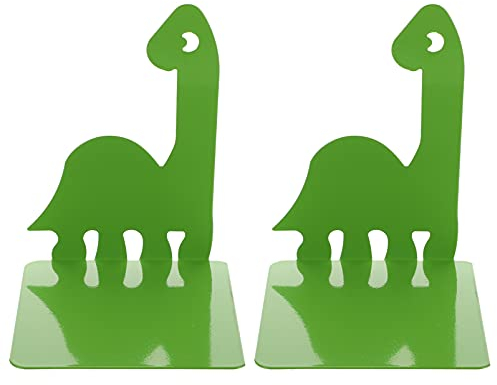 TOYANDONA Buchstützen Eisen Cartoon Dinosaurier Design rutschfest Buchhalter Regal Bookends Buchstopper für DVDs Magazine Büro Bibliothek Schul Deko 1 Paar Grün