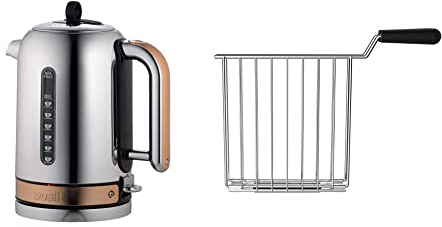 Dualit CVJK13 Classic Kettle | Polished Stainless Steel with Copper Trim, 3 KW | 72820 & Lite Sandwich Cage x 2 for Lite, Architect and Domus Toasters Sandwich Cage with Drip Tray