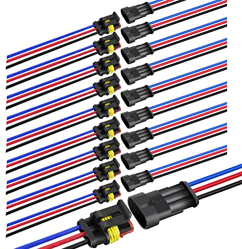 Nilight 3Pin Electrical Wire Connectors Male and Female Plug Socket Quick Disconnect Waterproof Plug and Play Wire Terminals for Automotive Cars Trucks Motorcycles Marine Boats, 2 Years Warranty