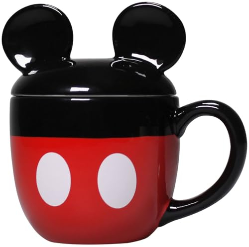 Mickey Mouse Tasse en forme de Mickey et ses amis avec couvercle – Tasse Tasse 3D – Accessoires de cuisine Cadeaux, noir