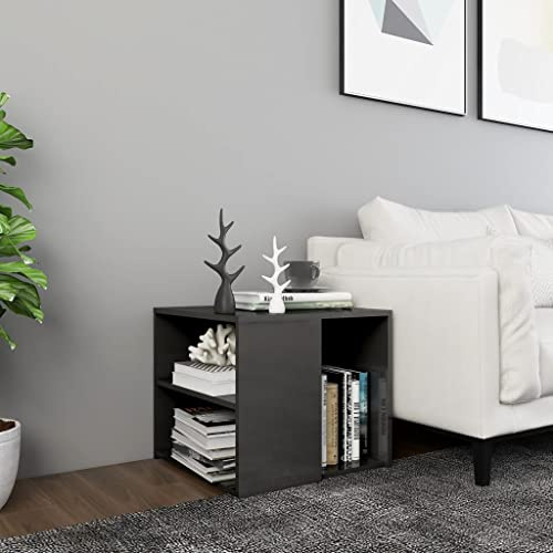 CKioict Moderner Konsolentisch Sofa Tisch Telefontisch Beistelltisch Hochglanz-Grau 50x50x45 cm Holzwerkstofffür Flur, Eingang, Wohnzimmer, Schlafzimmer