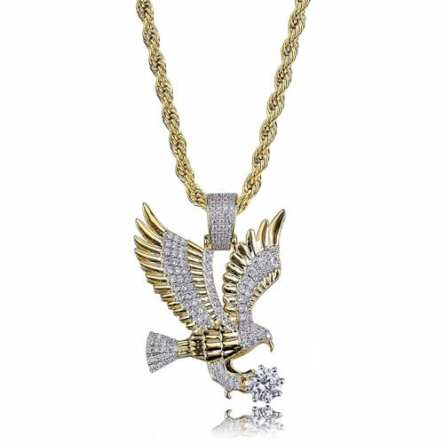 GleaMora Männer im Stil personalisiert Eagle Hip Hop Halskette Punk Hip Hop Halskette Vintage Ring Schmuck Licht Luxus Geburtstagsfeier Geschenk