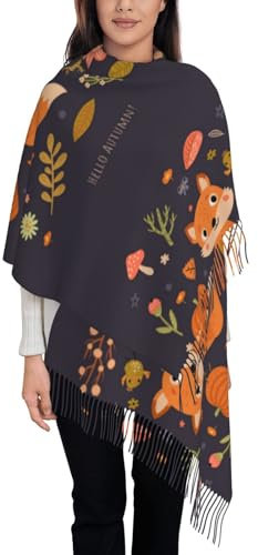KazUp Herbst süßer Fuchs, Schal für Damen, groß, weiches Kaschmirgefühl, Schals, Wickel, leichte Stola, 192 x 75 cm