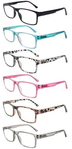 ZONLON 6 Pack Damen Lesebrillen Blaulichtfilter Brille Computerbrille mit Federscharnieren Blendfreie Lesehilfe (6C2,2.0)