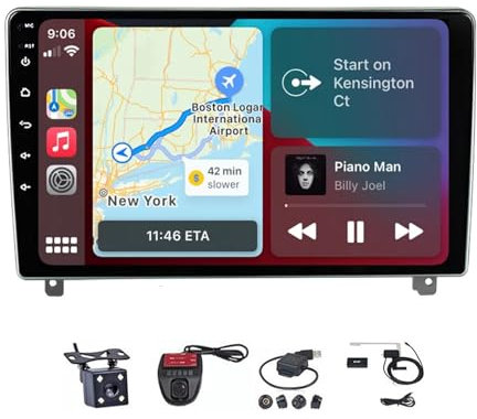 ZGYBDH Android 12 Radio de Coche estéreo para Peugeot 407 1 2004-2011 Pantalla táctil de 9 Pulgadas Carplay Incorporado Android Auto Controles del Volante 4G WiFi Bluetooth 5.0 con cámara de respald