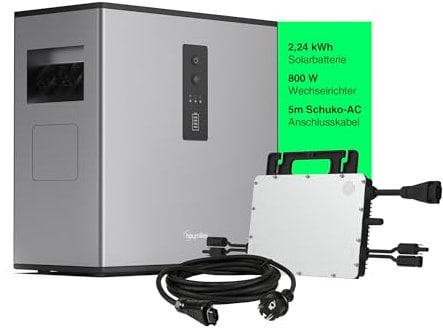 Hoymiles MS-A2 Solarbatterie 2.240Wh - 800W 2T HMS Wechselrichter - Solarspeicher-Set für Balkonkraftwerke - LiFePo4-5m AC-Kabel - Langlebig & Sicher