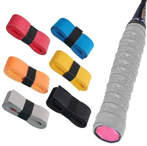 WOLMIK 6 Stück Griffband Tennisschläger, Griffband für Federballschläger, Badminton, Squash Schläger, Selbstklebend Griffband, Anti-Rutsch badmintonschläger