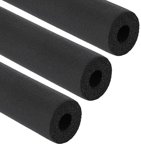 PATIKIL 5/8 (16mm) ID x 6.6Ft x 0.59 Pipe Insulation Foam Tube, 3pcs Pipe Cover Wrap Roll Bar Tubing for Handle Grip HVAC Air Conditioner Units, Black