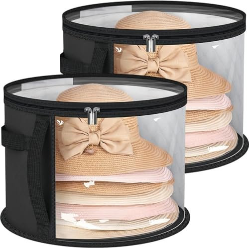 Lpitoy Hutschachtel, Hut-aufbewahrungsbox, 2 Stück, Runder Hut-Organizer, Taschenbehälter, Reise-hutschachteln, Zusammenklappbarer Cowboyhut-Organizer, Faltbare Reise-kappenboxen