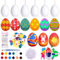 Puddry Ostereier zum Bemalen Ostern Basteln Kinder, DIY Bunte Ostereier zum Aufhängen Ostereier Färben Ostereier Malset mit 25PCS Weiße Ostereier Plastik Lanyards Farbige Stifte Ostereier Sticker
