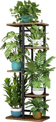 MYMULIKE Support plantes interieur 5 Niveaux En Métal étagère plante etagere plante Pour Plusieurs Plantes,Meuble Plante Et Étagère Plante, Salon Et Chambre À Coucher