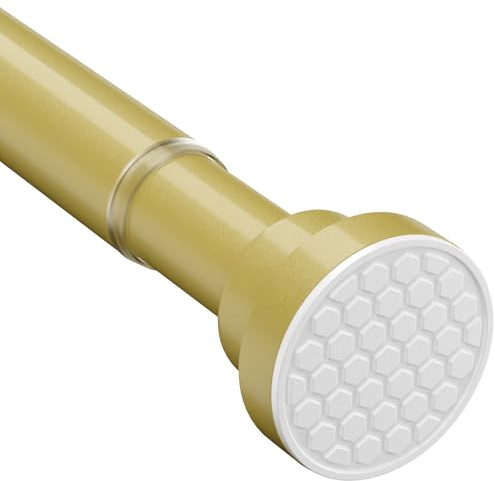 Zipglo 1Stück Gardinenstange Ohne Bohren 70-128cm Teleskopstange Gold | Kleiderstangen Duschvorhangstange für Badezimmer Fenster Raumteiler, Ø22mm Vorhangstange Klemmstange Spannstange Verstellbare