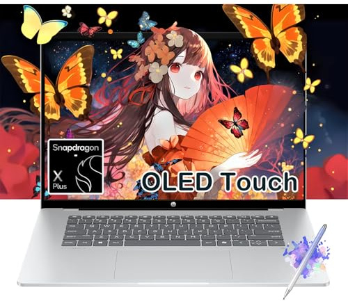 HP OmniBook 5 Ordinateur portable AI 16, écran tactile OLED 2K, Snapdragon X Plus X1P-42-100, 16 Go de RAM, 1 To SSD, Ko rétroéclairé, batterie 34 heures, copilote + PC, avec stylet