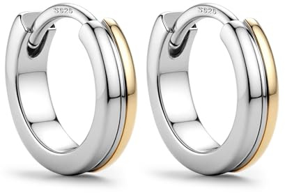 925 Silber Stecker Two-Tone Klobig Creolen Ohrringe Schmuck | 1 Paar 16K Vergoldete Cluster Knoten Ohrringe für Damen, Paperclip Dangle Huggie Piercing fürs Ohr