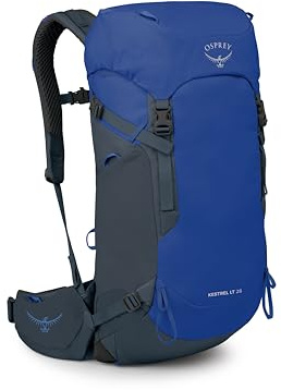 Osprey Kestrel LT 28L Herren Rucksack - Leichte Wander- & Reisetasche mit wasserdichtem Regenschutz, Rays Blue