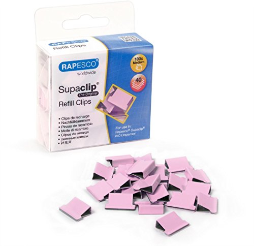 Rapesco 1312 Supaclip 40 Nachfüllklammern, Rosa, 100 Stück