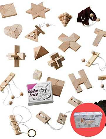 GICO Knobelspiel Klassiker Sets - Diverse Mitgebsel - 16 Spiele einzeln verpackt incl Lösung Geduldspiele Geschicklichkeitsspiele Puzzlespiel Knobelspiele (Set 4)