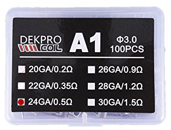 DEKPRO 100PCS Kanthal A1 coil prefatte Alien Clapton Coils Pre made Coils Fused Clapton WIre Vape rda kit Tanks (Diameter3.0/24GA/0.5ohm)